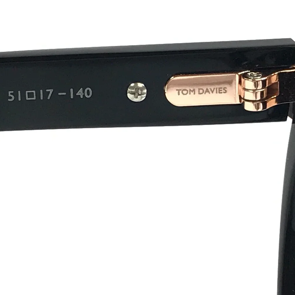 Tom Davies Eyeglasses Frames TD705 Col. 2056 Shiny Black Polished Gold 51-17-140